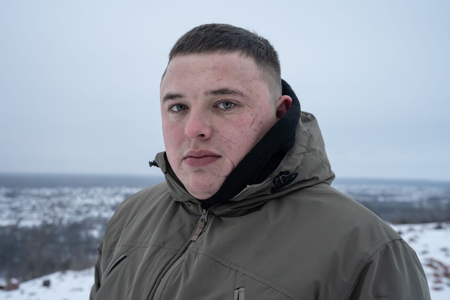 Dmytro, a medic with Ukraine’s 66th Mechanized Brigade in Donetsk Oblast on Jan. 25, 2026.