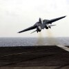 The final catapult launch of the F-14 Tomcat fighter aircraft aboard the USS Theodore Roosevelt on July 28, 2006. The U.S. military retired the plane that year.