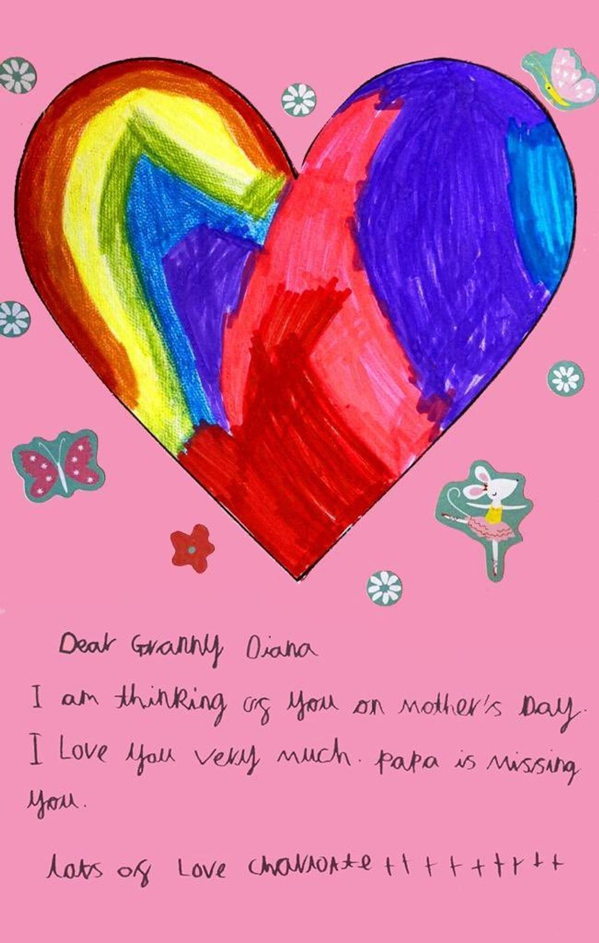 Princess Charlotte's Mother's Day card to Princess Diana