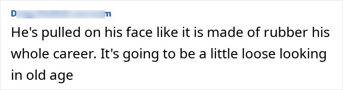Screenshot of a comment discussing Jim Carrey’s new face and the actor’s cause of sadness in a reported article.