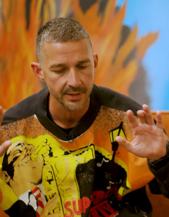 Shia LaBeouf speaking about his Mardi Gras arrest and sharing insights into his struggles with mental health.