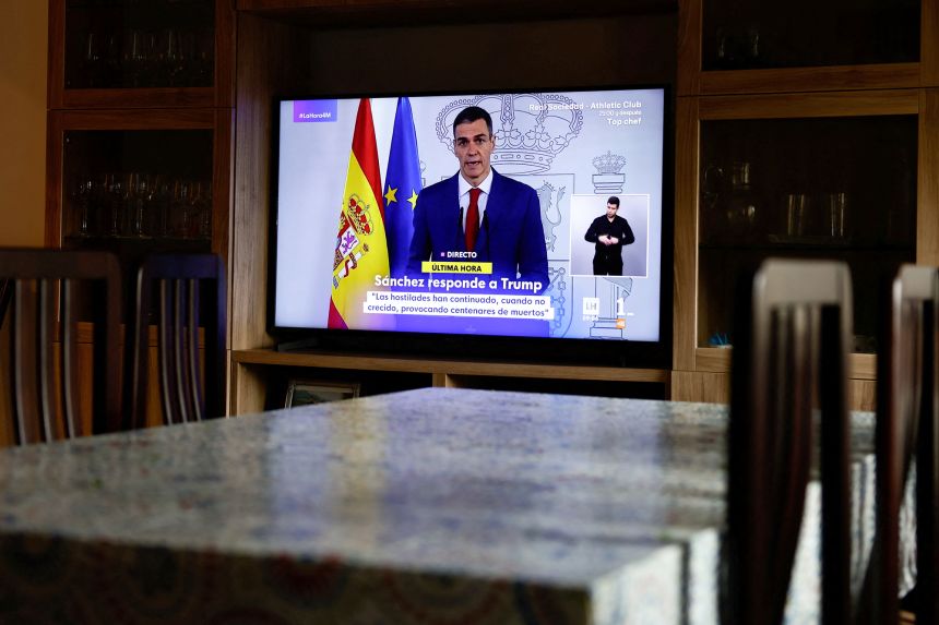 Spain's Prime Minister Pedro Sanchez criticized the Trump adminstration following its strikes on Iran.