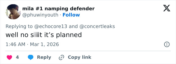 Tweet expressing opinion that chaos at Brit Awards involving singer being pushed off stage is planned. Tweet expressing opinion that chaos at Brit Awards involving singer being pushed off stage is planned.