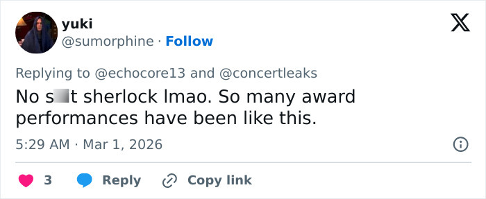 Screenshot of a tweet commenting on chaos at Brit Awards as singer gets pushed off stage mid performance in viral video. Screenshot of a tweet commenting on chaos at Brit Awards as singer gets pushed off stage mid performance in viral video.