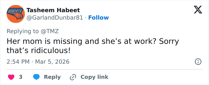 Tweet from Tasheem Habeet reacting to Savannah Guthrie’s Today Show return amid behind-the-scenes toxic drama.