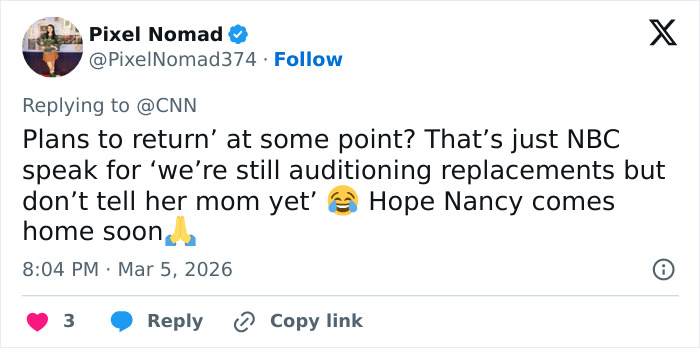 Tweet discussing behind-the-scenes toxic drama during Savannah Guthrie’s emotional Today Show return.