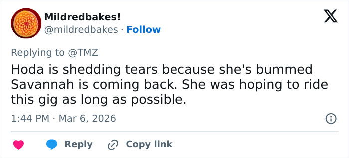 Social media post revealing behind-the-scenes toxic drama amid Savannah Guthrie’s tearful Today Show return.