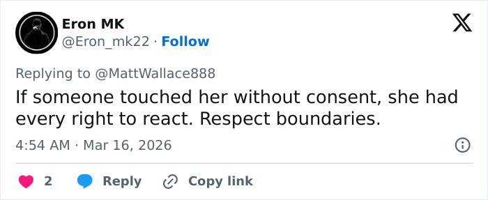 Tweet discussing respect boundaries and consent related to viral Oscars moment involving Teyana Taylor and security guard.