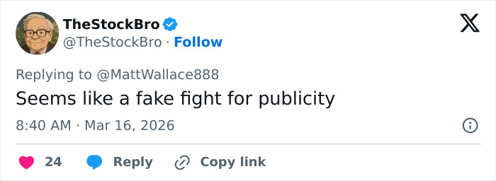 Tweet from TheStockBro commenting on a fake fight for publicity related to viral Oscars moment with Teyana Taylor and security guard.