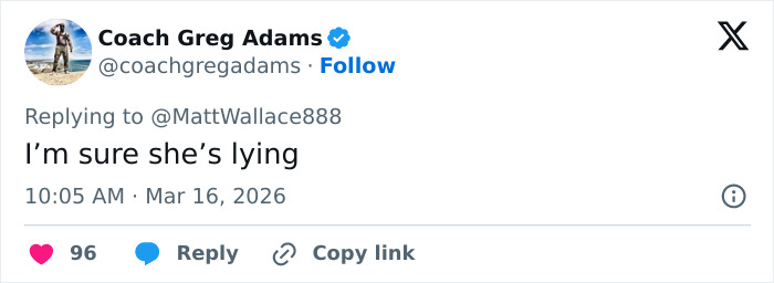 Tweet by Coach Greg Adams responding to a viral Oscars moment involving Teyana Taylor and a security guard.