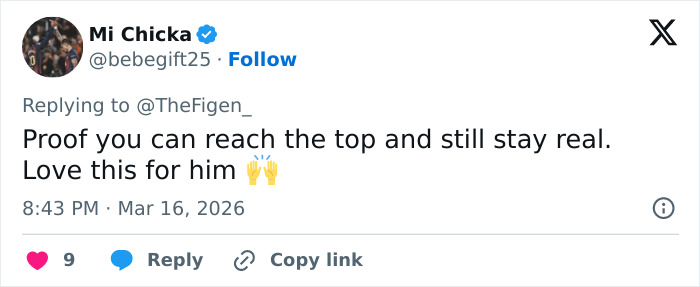Screenshot of a tweet praising Michael B. Jordan for staying real and reaching the top after the Oscars.