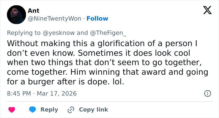 Twitter user commenting on Michael B. Jordan’s post-Oscars actions that are raising eyebrows and drawing attention.