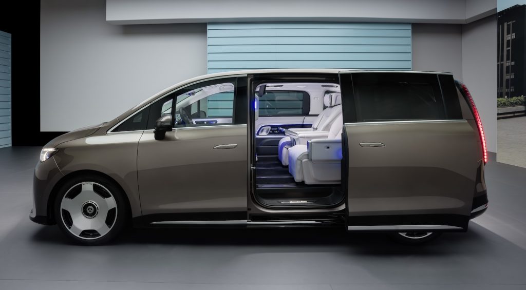 Der Neue Vollelektrische Mercedes Benz Vle Die Angaben Sind Vorläufig Und Wurden Intern Nach Maßgabe Der Zertifizierungsmethode „wltp Prüfverfahren“ Ermittelt. Es Liegen Bislang Weder Eine Eg Typgenehmigung Noch Eine Konformitätsbescheinigung Mit