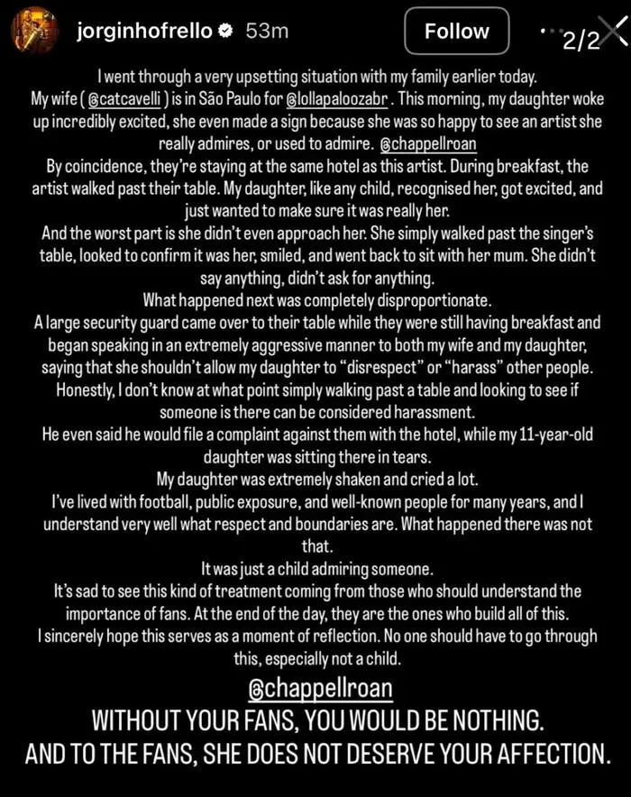 Summary of text: The author details a negative encounter their daughter had with an artist, criticizing their rudeness and acknowledging supportive fans
