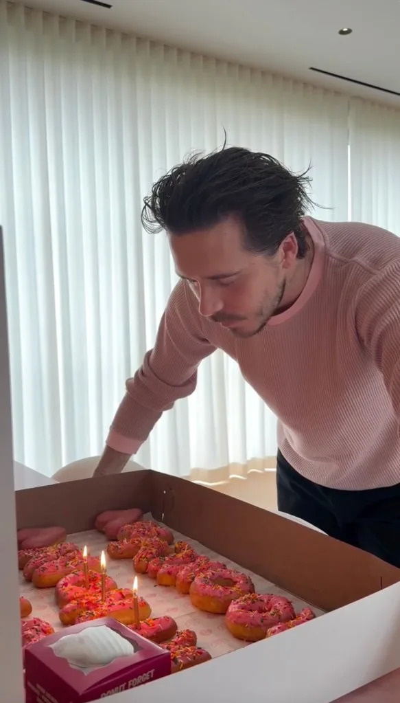 The model took to Instagram to share a video of her husband in front of donuts that spelled out “Happy Birthday, Brooklyn.” Instagram/Nicola Peltz