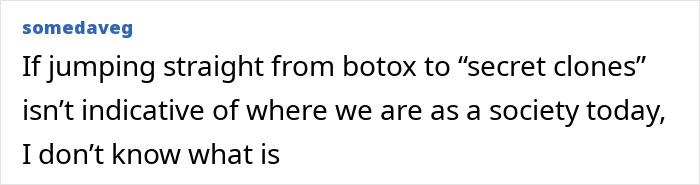 Comment on a post discussing society’s views on botox and secret clones related to Jim Carrey’s new face and sadness.