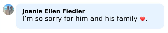 Comment expressing condolences on Eric Dane’s cause of passing shared by Joanie Ellen Fiedler with a heart emoji.