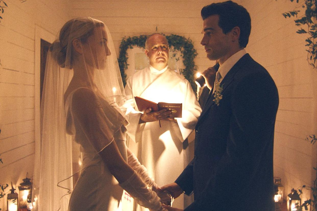 Sarah Pidgeon as Carolyn Bessette and Paul Anthony Kelly as John F. Kennedy Jr. in 'Love Story: John F. Kennedy Jr. & Carolyn Bessette'.Credit: FX