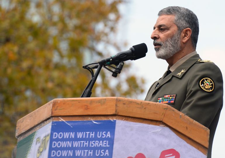TEHRAN, IRAN - ARCHIVE: A file photo dated November 11, 2019 shows Iran’s Armed Forces Chief of Staff Major General Abdolrahim Mousavi addressing the crowd during a protest against United States, Israel, and Saudi Arabia in Tehran, Iran. ( Fatemeh Bahrami - Anadolu Agency )