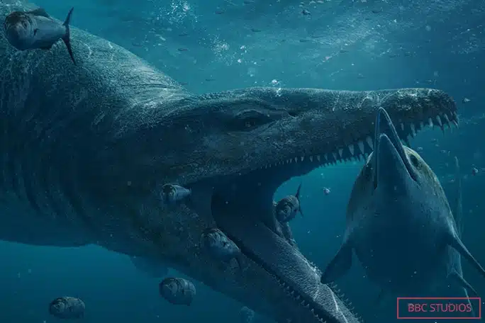 Artist's Reconstruction Of A Pliosaur Hunting An Ichthyosaur During The Jurassic Period