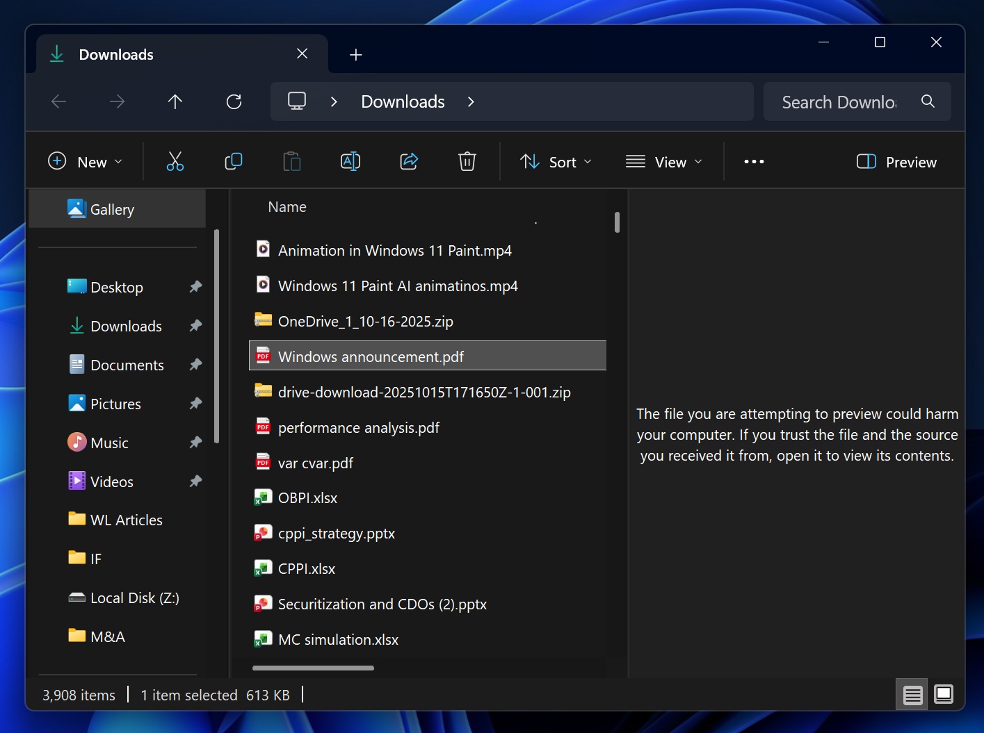 File Explorer preview blocked