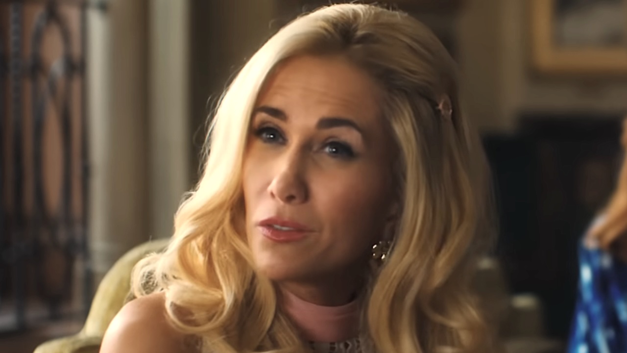 Close-up of Maxine with raised eyebrows in Palm Royale Season 2