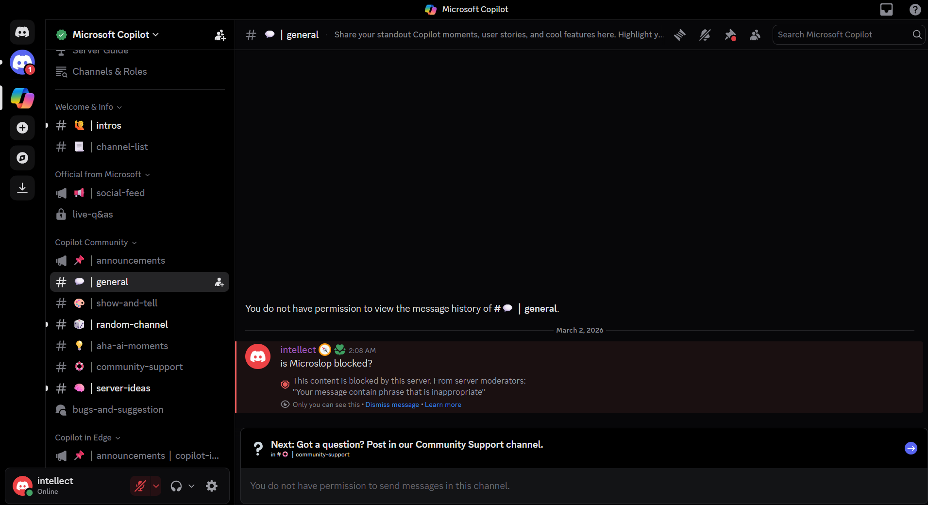 Microsoft Copilot Discord server locked after users raided it with variations of the word Microslop