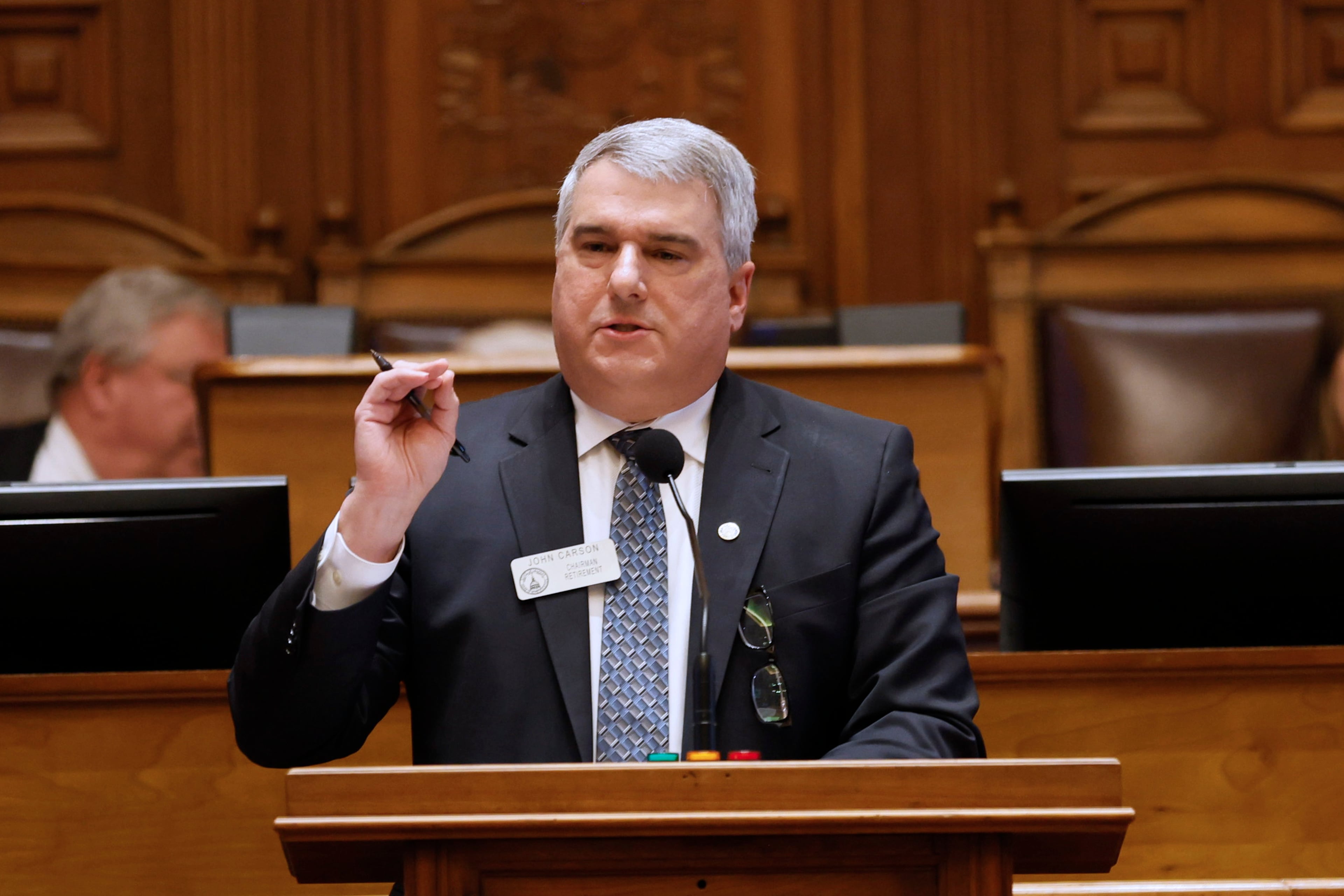 State Rep. John Carson, R-Marietta, speaks at the Capitol earlier this month. (Miguel Martinez/AJC)