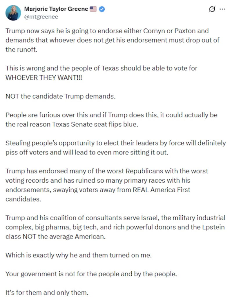 Marjorie Taylor Greene on X