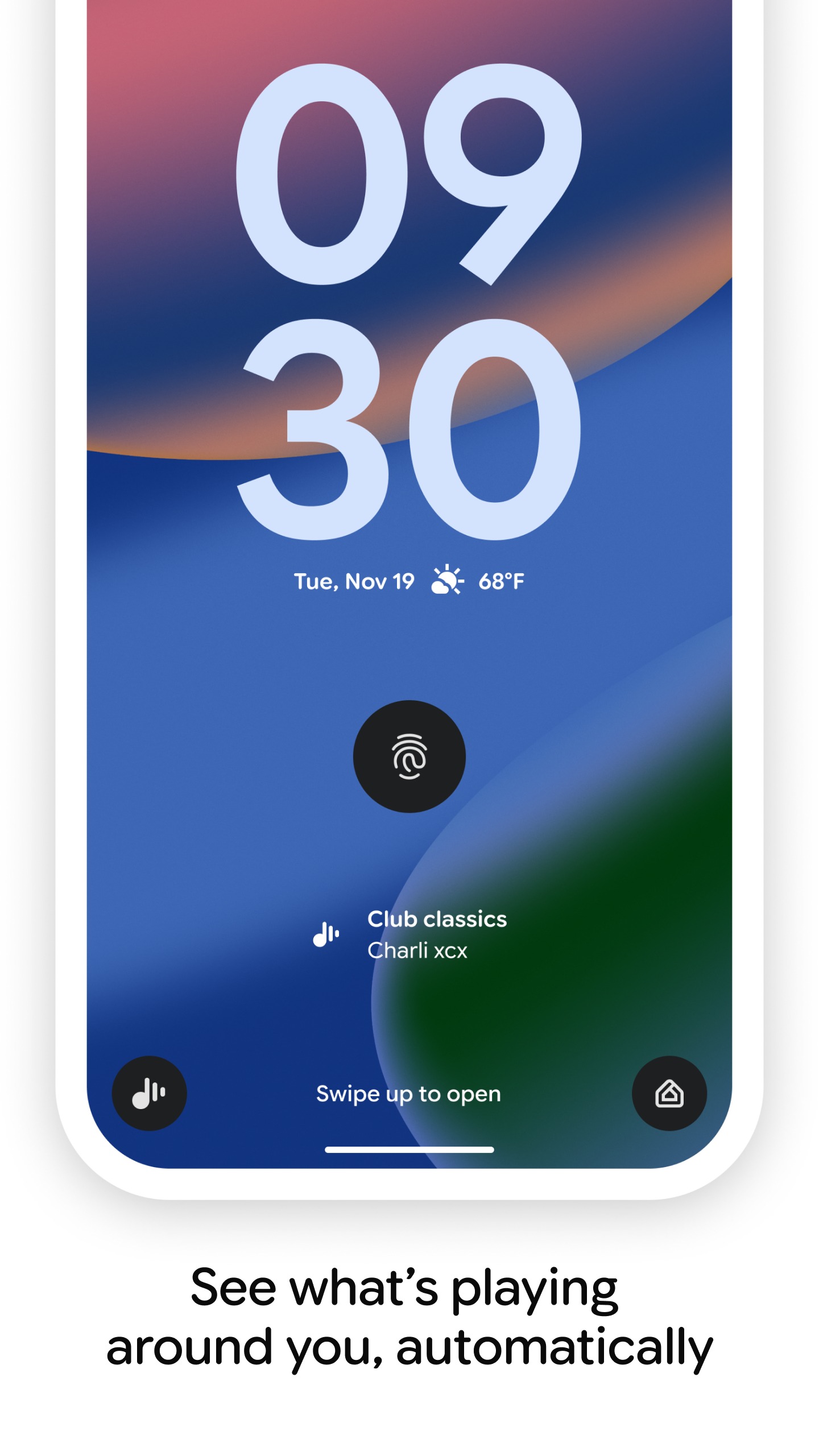 Pixel Now Playing lock screen UI