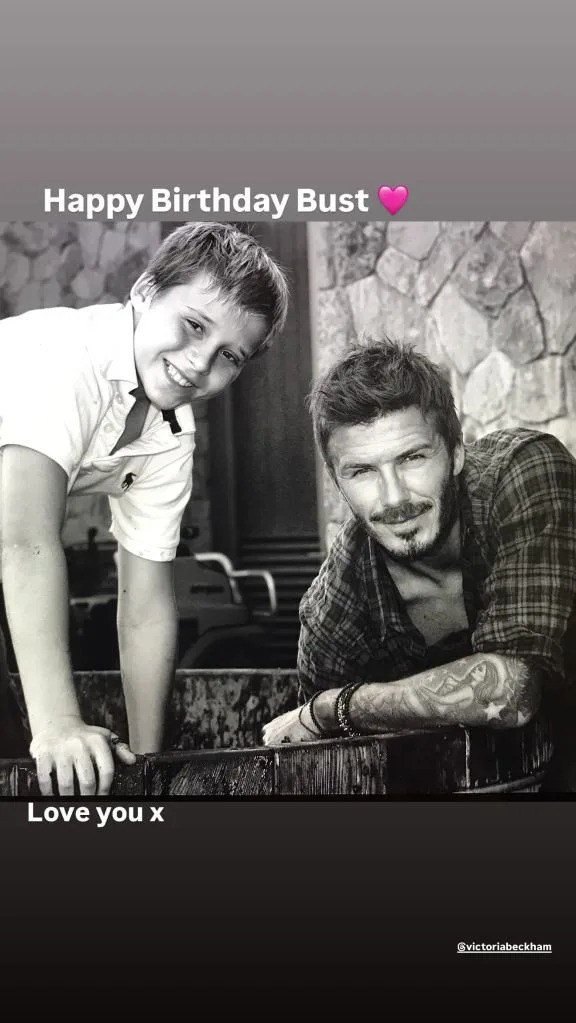 “27 today  Happy birthday Bust . We love you x,” the retired soccer pro wrote. davidbeckham/Instagram