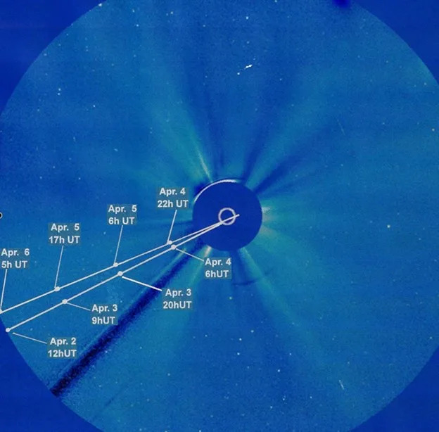 possible view of comet in soho imagery throughout April. 