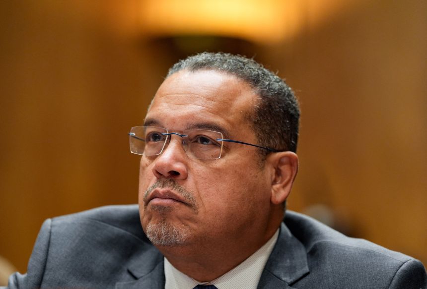 Minnesota State Attorney General Keith Ellison attends a Senate Homeland Security and Government Affairs Committee hearing on Capitol Hill in Washington, DC, on February 12.