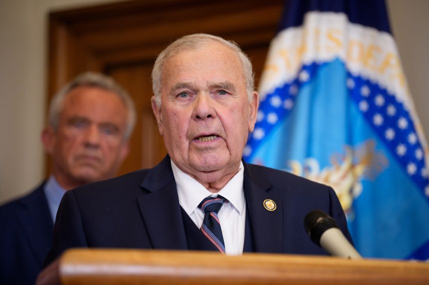 Rep. Jim Baird speaks at the United States Department of Agriculture building on June 10, 2025, in Washington, DC.