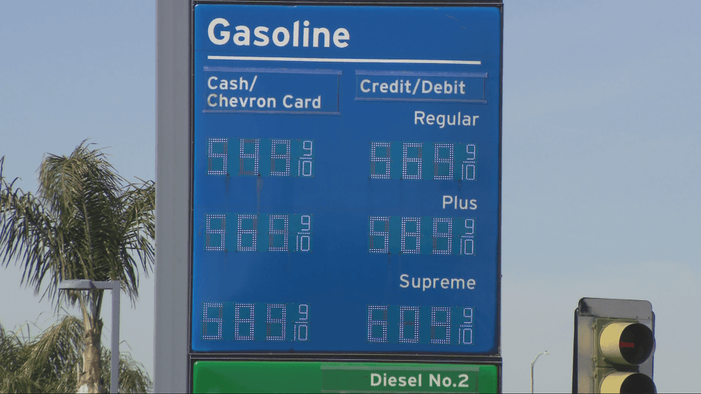 Image taken one week later on March 13, 2026, at the same Chevron gas station, showing prices had jumped about 30 cents. (KBAK/KBFX)