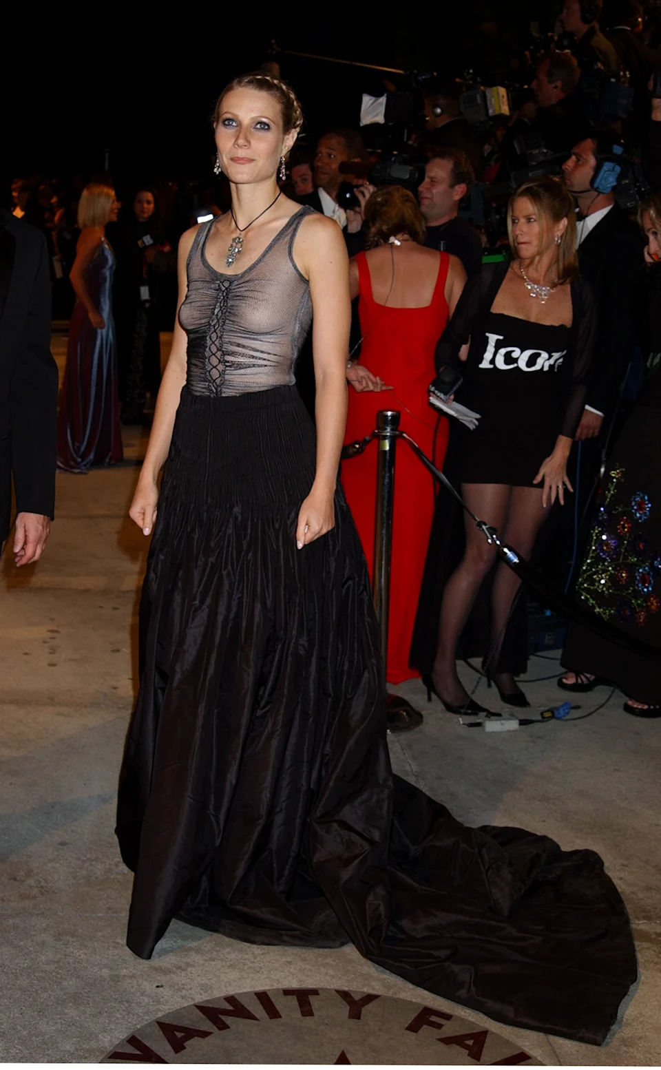 Gwyneth Paltrow during 2002 Vanity Fair Oscar Party Hosted by Graydon Carter - Arrivals at Mortons Restaurant in Beverly Hills, California, United States. (Photo by Gregg DeGuire/WireImage)