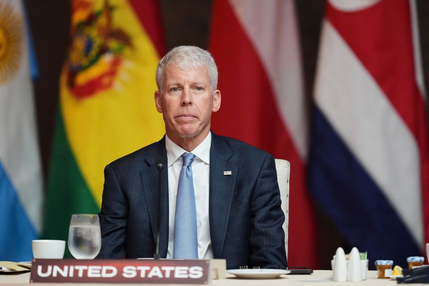 US Energy Secretary Chris Wright attends a working lunch at the 