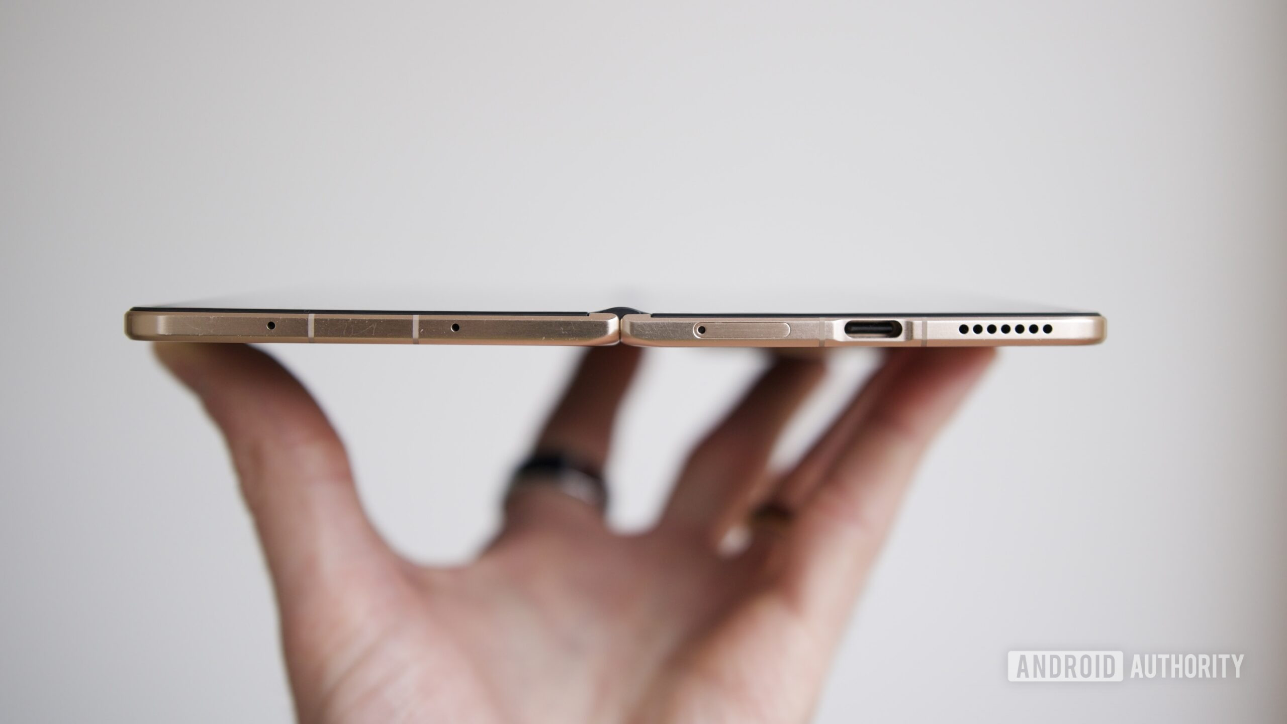 A side view of the HONOR Magic V6 opened.