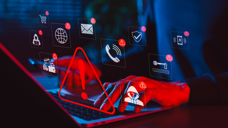 A visual of a person's digital accounts being compromised.