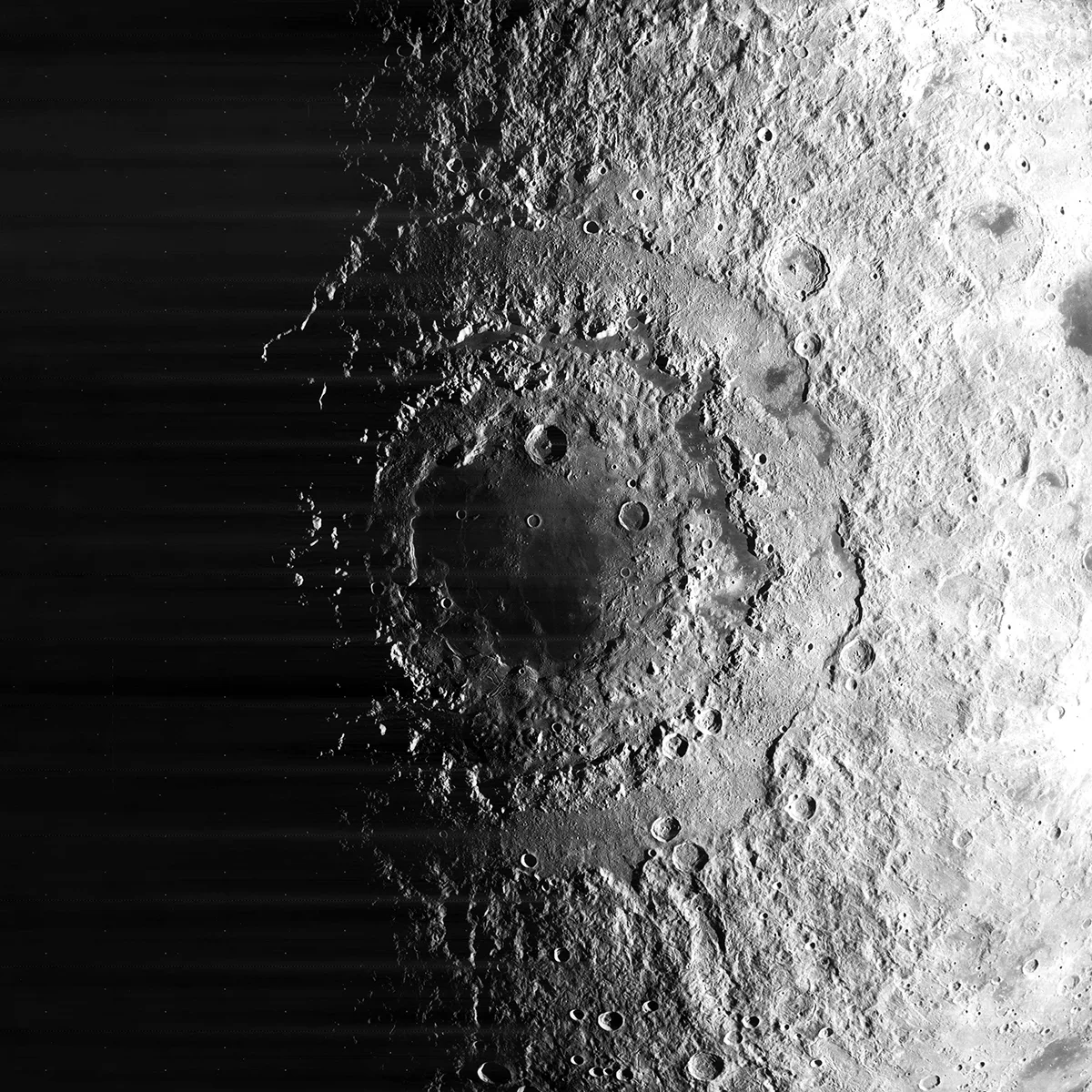 A view of Mare Orientale on the far side of the Moon, as seen by NASA's Lunar Orbiter 4 mission. Credit: NASA