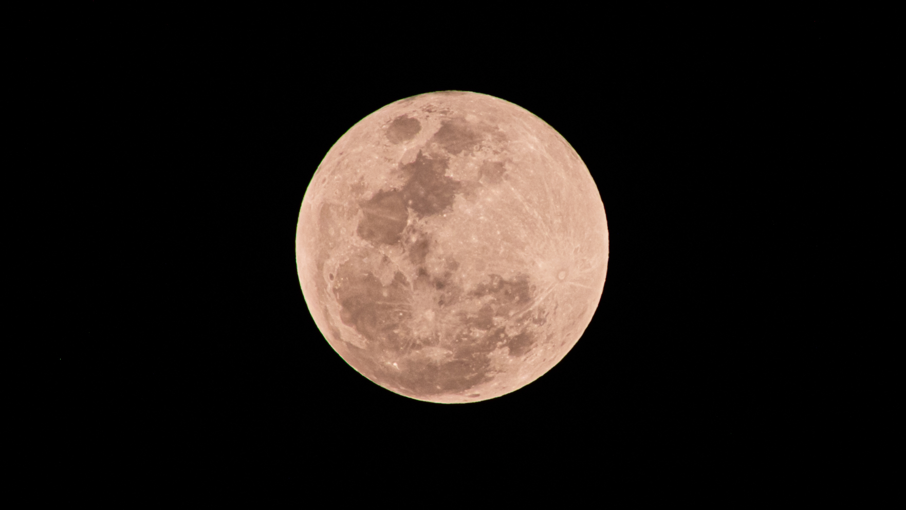 A full moon is pictured in a black night sky