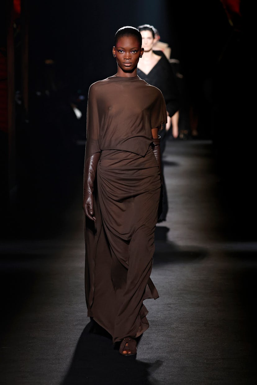 A model walks the runway during the Balenciaga Womenswear Fall/Winter 2026-2027 show as part of Pari...