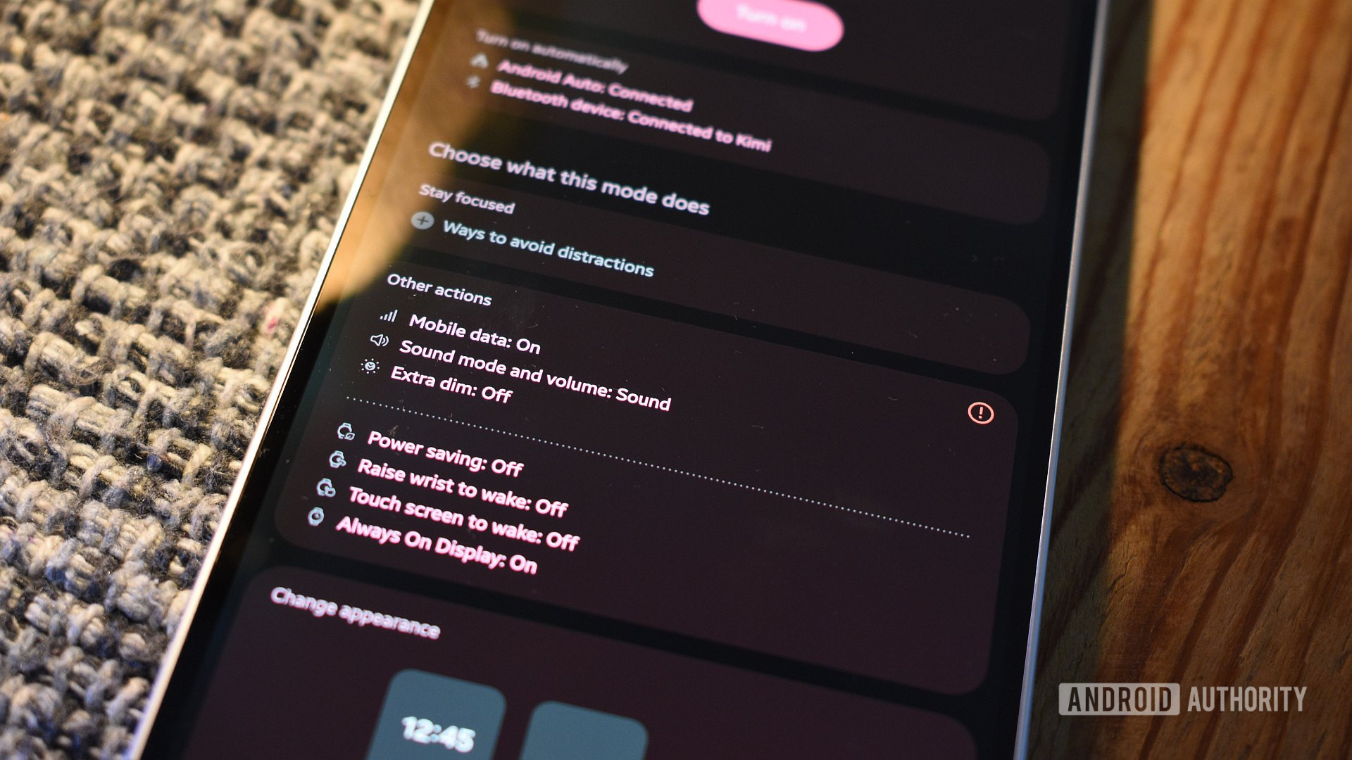 samsung mode routine android auto extra dim 1