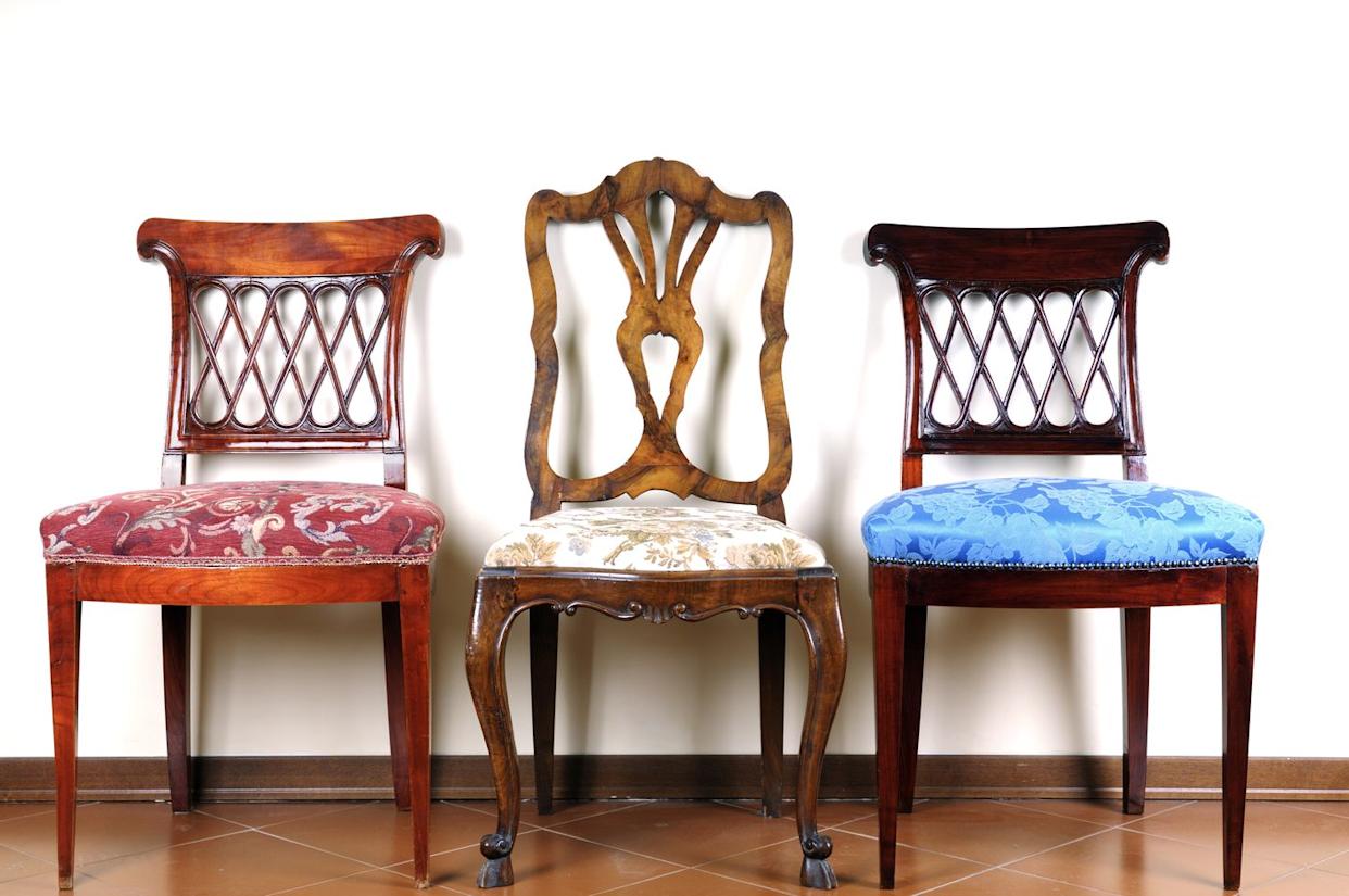 three vintage chairs