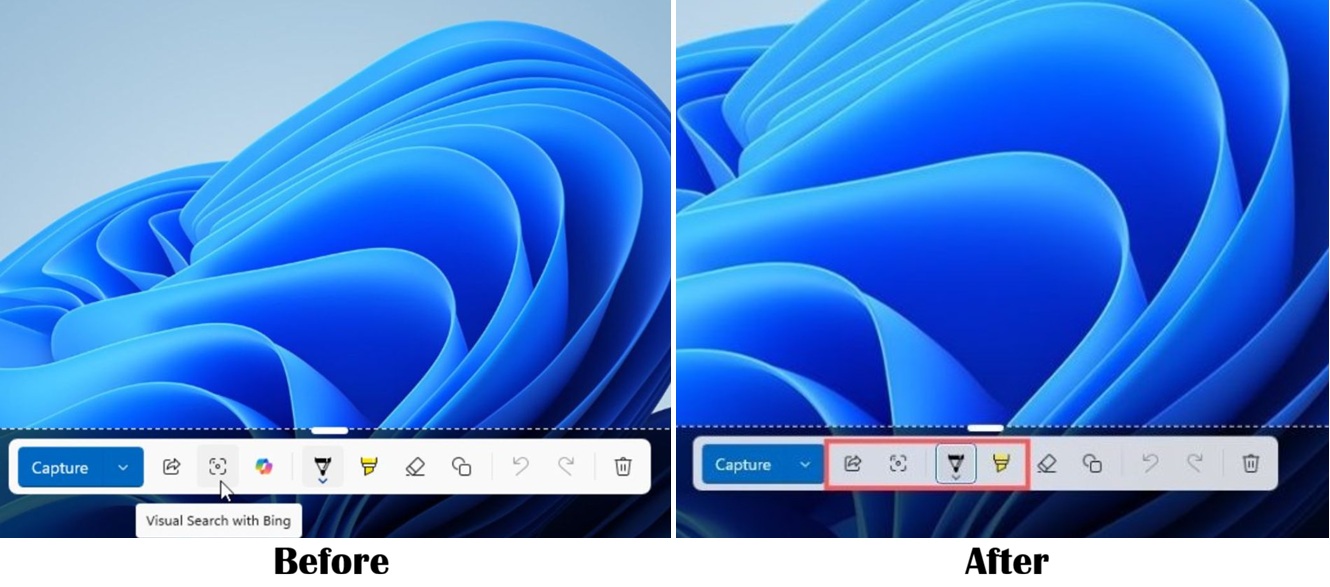 Snipping Tool before and after